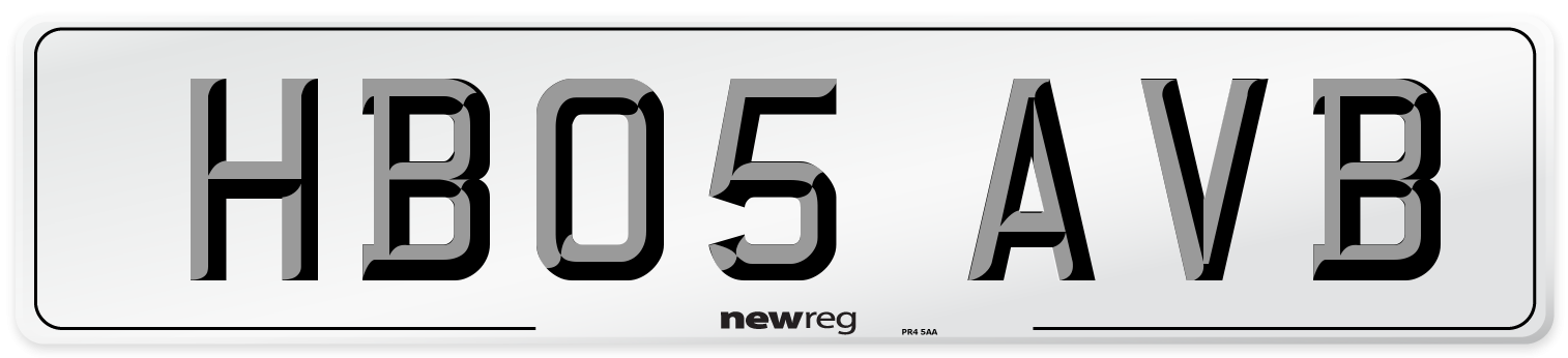 HB05 AVB Number Plate from New Reg